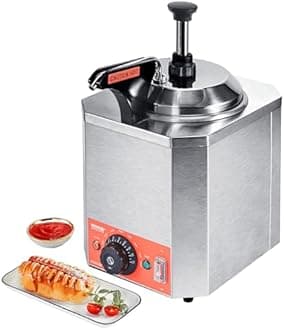 VEVOR Electric Dispenser with Pump, 2.3 Qt Commercial Hot Fudge Warmer, Stainless Steel Heated Pump Dispenser, 86-230 Temp Adjustable Nacho Cheese Sauce Warmer, for Hot Fudge Caramel