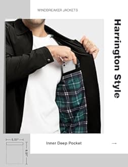 TBMPOY Men’s lightweight jackets, casual style, windbreaker, elegant, lightweight, autumn, spring, golf, work, business