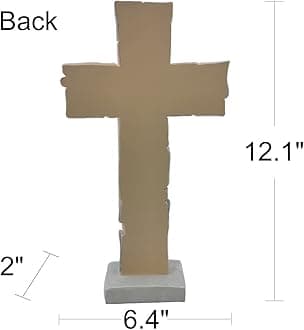 Cross Sculpture Christian Words and Sayings Crossword Table Inspirational Figurine Cross Home Decoration Christian Gift