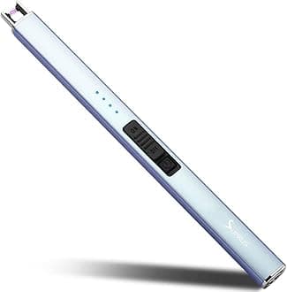 SUPRUS Electric Lighter Arc Windproof Flameless USB Rechargeable Lighter with Safety Lock for Candle BBQ Camping (Blue)