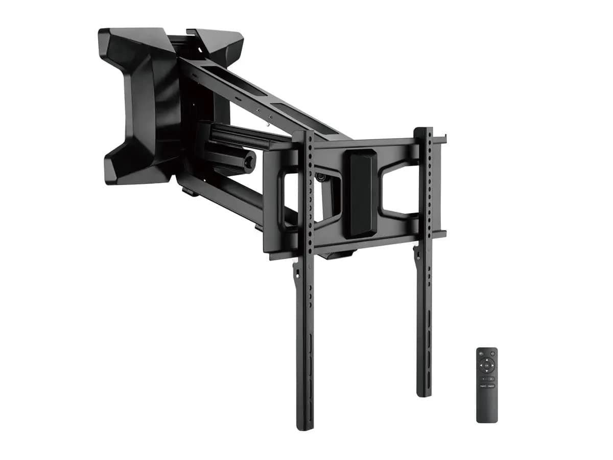 Motorized Electric Above Fireplace Mantel Pull-Down Full-Motion TV Wall Mount for TVs 37in to 80in, Weight Capacity 77lbs, VESA up to 600x400, Rotating, Height Adjustable
