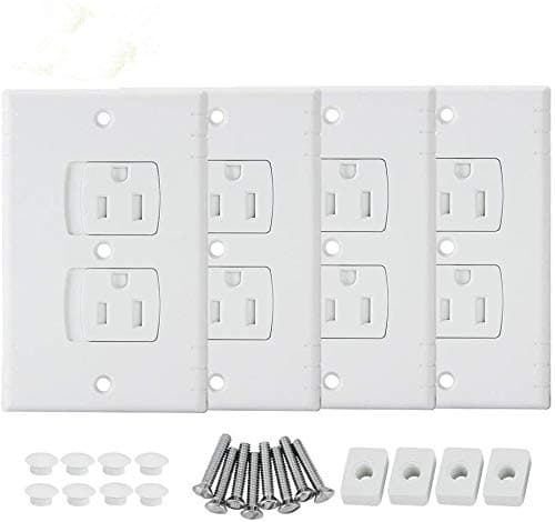 Electrical Outlet Covers, Nuaele Universal Baby Proof Self-Closing Switch Wall Plate Cover, Extra Safe Retardant Child Safety Guards Wall Socket Plug Outlet Protectors, BPA-Free, White (4 Pack)