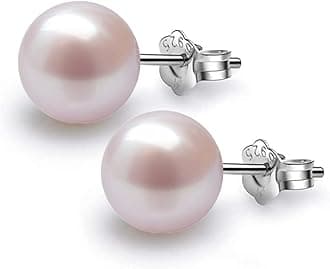 HIGHSPARK 925 Silver Classic Pearl Earrings for Women | 92.5 Sterling Silver & Brilliant Lustre Pearls | Lovely Gift for Women