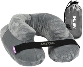 Cabeau Air TNE Evolution Inflatable Travel Neck Pillow Lightweight Inflatable Core Customized Fit Adjustable Clasp with Compact Carry Case for Comfort On-The-Go (Slate Grey)