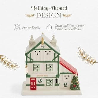 Spode Christmas Tree Miniature Figural LED Lighted Ceramic Dolomite Christmas Collectible for Indoor Display (Public House)