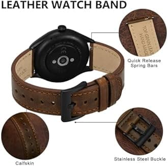 BISONSTRAP Leather Watch Straps, Classic Oil Waxed Leather, Quick Release Replacement Band for Men and Women, Band Width 18mm 20mm 22mm