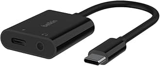 Belkin Rockstar 3.5mm Audio + USB-C Charge Adapter, USB-C Audio Adapter Compatible with iPad Pro 12.9, 11, Galaxy, Pixel, OnePlus and More