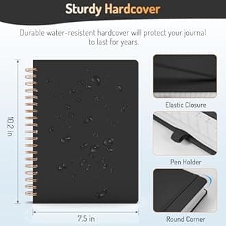 Forvencer Lined Spiral Journal Notebook with 300 Numbered Pages, B5 College Ruled Thick Journals for Writing with 100GSM Paper, Hardcover Notebooks with Contents for Work, School, Women, Men, Black