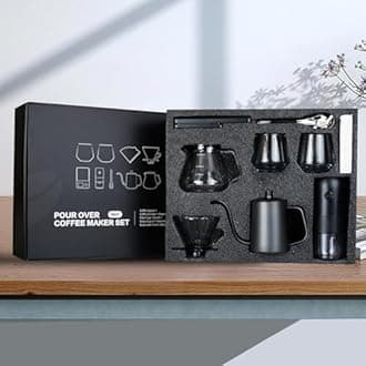 SuperCook Coffee Pour Over Kit Hand Drip with Kettle, Electric Grinder, Camping Travel Coffee Kit Ideal for Anniversary Birthday Gift