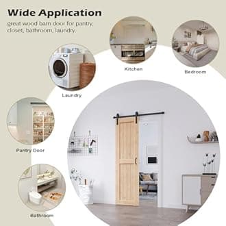 EaseLife 24in x 84in Sliding Barn Doors with 4FT Barn Door Hardware Included & Handle,DIY Assemblely,Easy Install,Apply to Interior Rooms & Storage Closet,H-Frame