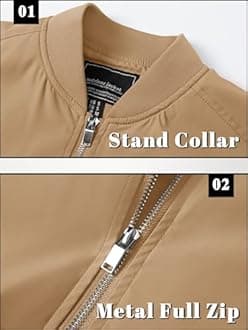 TACVASEN Men's Bomber Jacket Lightweight Casual Spring Fall Windbreaker Zip Up Coat with Pocket
