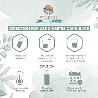 Search Wellness Diabetes Care Healthy Juice 500 ML (Pack of 1) | Dia Free Ayruvedic Drink | With Amla, Karela, Jamun, Neem & Gudmar | Manage Blood Sugar Levels | Liver Detox Ayurvedic Herbs