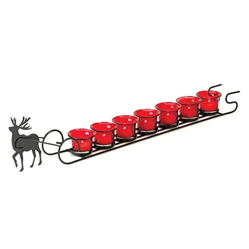 Candle Holder Set, Dining Modern Rustic Reindeer Sleigh Table Candle Holder Set