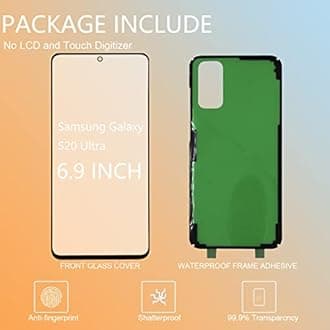 Agzssl for Samsung Galaxy S20 Ultra Front Glass Repair Kit Screen Replacement Outer Glass Screen incl Waterpoof Frame Adhesive,Repair Glue and Lamp Tool Kit(No Digitizer,No LCD) 6.9 inch