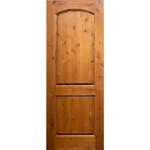 Knotty Alder 2-Panel Arched Top Solid Core Wood Stainable Interior Door Slab (32"x 80", Finished)