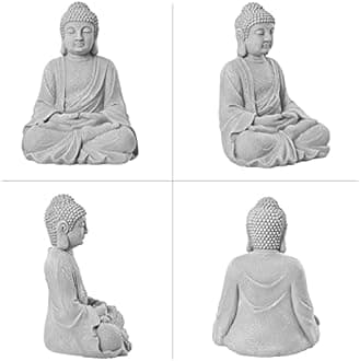 TOETOL Zen Garden Asian Buddha Statue Outdoor Indoor Yard Decor 20” High Patio Deck Sculptures Magnesium Oxide Stone Grey Home Entryway Hallway