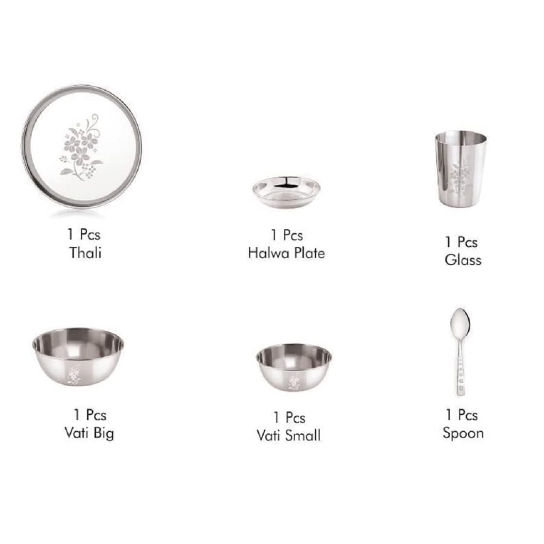 Neelam Bhojan Set Lazer Etching -6 Pieces