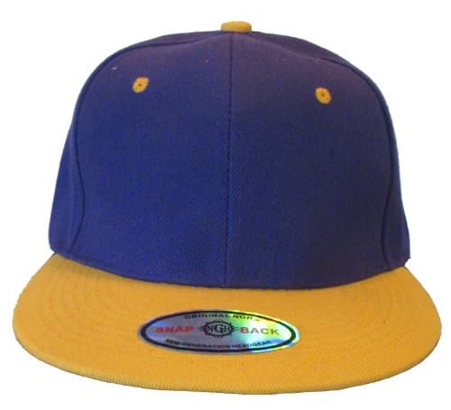 New Premium Plain Snapback Baseball Caps Two Tone Royal Blue/Gold Bill