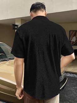 GRECIILOOKS Men's Polycotton Shirt |Stylish Casual Regular Fit Shirts | Textured Half Sleeve | Slim Fit | Business & Meeting Ready (Available in Plus Size and Combo Pack of 2)