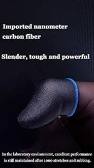 Gaming Finger Sleeves for Mobile Game Controllers Anti-Sweat Breathable Seamless Thumb Finger Sleeve for League of Legend, PUBG, Rules of Survival, Knives Out-Blue-(1 Pair)