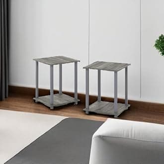 Furinno 12127Gyw/Gy Simplistic End Table, Set Of Two, French Oak Grey
