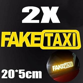 2Pcs Funny Fake Taxi Reflective Car Sticker Drift Race Vinyl Waterproof Car Body Window Bumper Decoration Stickers (20 x 5 cm, Black)