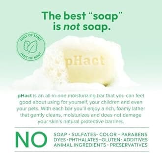 ANDREW LESSMAN pHact Moisture-Rich, Soap-Free Cleansing Bar Hint of Mint. Natural Skin pH. All Skin Types - Even Sensitive Skin. Hypoallergenic. Dermatologist Tested. 12 Pack 4.25 oz each