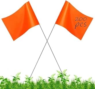 200Pack Orange Marking Flags, JIZHGRAD 15x4x5 Inch Marker Flags Use for Yard & Lawn, Boundary & Dog Training, Survey & Landscape, Sprinkler & Surveyor, Garden & Construction, High Visibility, Sturdy, Versatile, UV & Weather Resistant