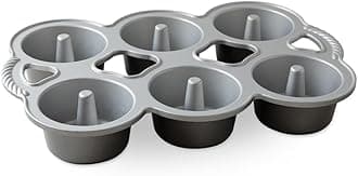 Nordic Ware Mini Angel Food Cake Pan, Mini Angelfood Cake Mould Tray, Cast Aluminium Cake Tin, Muffin Tray for Angel Food, Made in The USA Colour: Graphite 80348