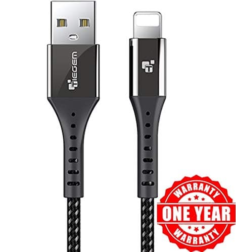 Tiegem™ 2.5A Lightning Cable for iPhone, iPad, iPod Devices 40% Fast Charging 480Mbps Data Sync Cable - 30cm(Ligntning-TGM2-Black-30cm)