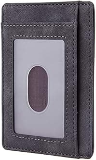 Travelambo Front Pocket Minimalist Leather Slim Wallet RFID Blocking Medium Size