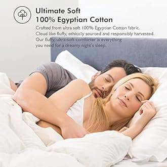 Palatial/Super King 120"x98" Goose Down Fiber/Waterfowl Feather Fiber Fill, 100% Egyptian Cotton Cover, 5lb Fill, Baffle Box Design