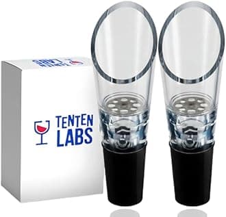 TenTen Labs Premium Wine Aerator Pourer Spout (2-Pack) – Rich Bubbles for Improved Flavor & Aroma – Wine Accessories for Wine Lovers with No-Drip Design – Perfect Gifts for Women and Men – Black
