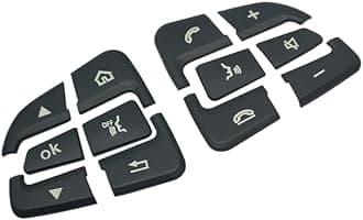 Black Car Steering Wheel Button Trim lnner Decoration Sticker Compatible with Mercedes Benz C V GLC Class W205 X205 (Ok Model)