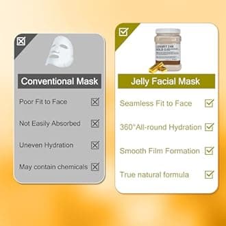 Jelly Mask for Facials Professional Natural Gel Face Masks, Hyaluronic acid Hydrating Rubber Mask Jar Face Mask SkinCare 23 Fl Oz (24K Gold)