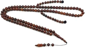 Tasbih Men Natural kuka Wood Muslim 100 Beads Bracelet Islamic Accessories Gift on Hand (10mm x 100 Beads)