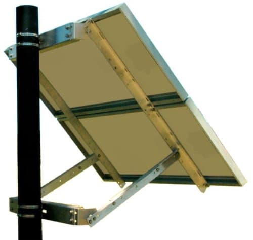 Side of Pole Solar Panel Mount for 2X or 4X 70-85W Solar Panels or 1x 350W Panel, Supports Panels up to 54" Wide, 15-65deg Tilt Adj, Mounts to 1.6" to 4.5"Dia Poles, 90MPH Wind Rating