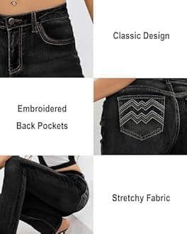 PEIHOT Women Bootcut Jeans 90s Mid Rise Straight Leg Stretchy Boot Cut Denim Pants Trendy