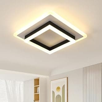 Comely Modern LED Ceiling Light, 30W 3300LM Square Design LED Lamp Warm Light 3000K, Acrylic Black Ceiling Light for Living Room, Bedroom, Kitchen