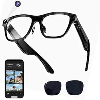 Enzemit Camera Glasses with AI Translation,1080P Translator Glasses with Camera,Wifi/Bluetooth,11 Languages Translation, with Black Lens