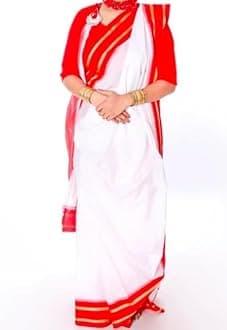 Kids Bengali Saree Semi stitched Fancy Dress Costume For Girls