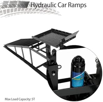 KAFLLA 2 pcs Hydraulic Car Ramps, 5T 11023LBS Low Profile Car Lift Service Ra...