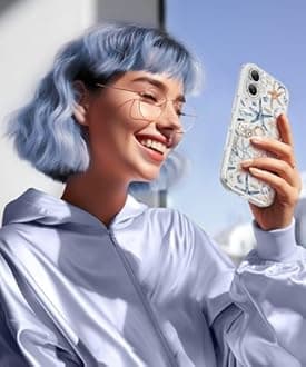 for iPhone 16 Plus Case, [Full Camera Protection] [Not Yellowing] [Military-Grade Drop Protection] Cute Clear Slim Shockproof Protective Phone Cover for Women Girls 6.7", Starfishes/Blue