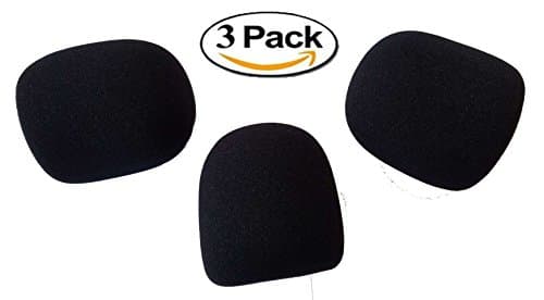 3-Pack ienza Audio Windscreen / Pop Filter / Mic Foam for Ball-Type Microphones (Black)