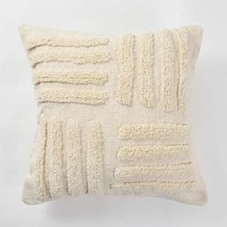 Furnistitchs Premium Decorative Throw Cushion Pillow Cover Boho Home Decor - Living Room Bedroom Couch Sofa Cushion Covers 16 inch x 16 inch (1, Natural White Lines)