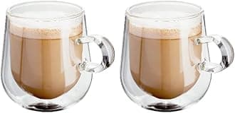 Judge Double Walled Glass Coffee Cups, Set of 2 Latte Glasses, 275 ml Each, Handmade Insulated Borosilicate Glass