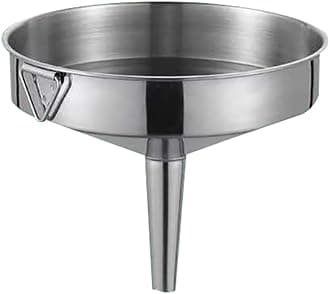 Kitchen Funnel Thickened Stainless Steel Food Funnel with Strainer Filter, Metal Cooking Funnel Transferring of Liquid Powder Grain - Silver (Color : Silver, Size : 8.5 * 12cm)