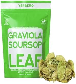 YERBERO - Whole Premium Dried Graviola Soursop Leaves 4 oz (114g) (200+ Leaves Per Bag) Hoja De Guanabana