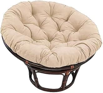 Large Round Papasan Chair Cushion, Thick Outdoor Rocking Chair Cushion, Rattan Hanging Basket Cushion, Egg Nest Replacement Pad(Khaki,100 * 100cm)