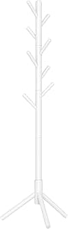 Solid Wood Coat Rack, Free Standing Tree-Shaped Coat Rack with 8 Hooks, 3 Height Options, for Clothes, Hats, Bags, Living Room, Bedroom, Home Office, White URCR04WT